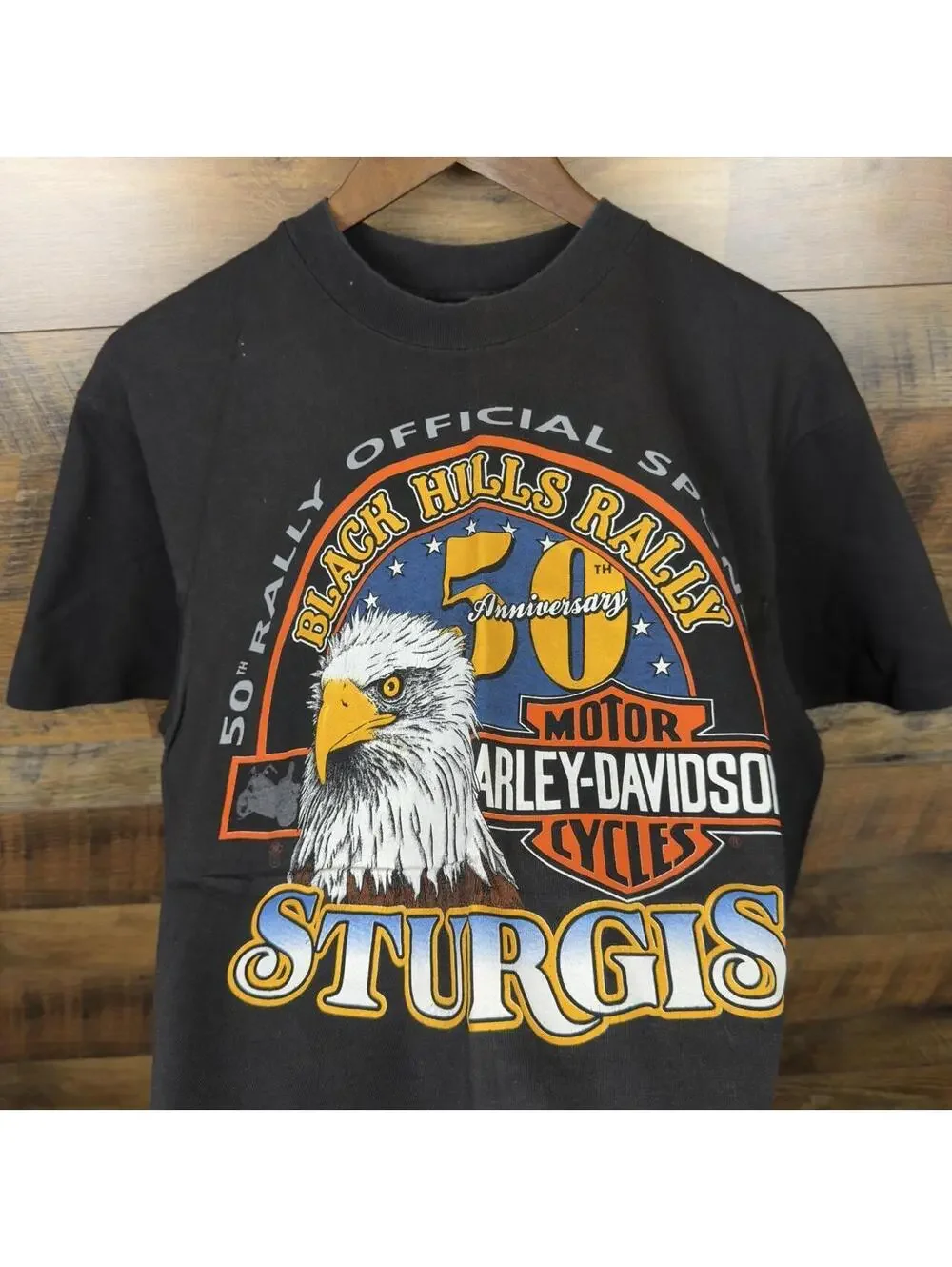 Vintage 90s Harley Davidson Sturgis Black Hills Rally T-Shirt Large Hanes Beefy